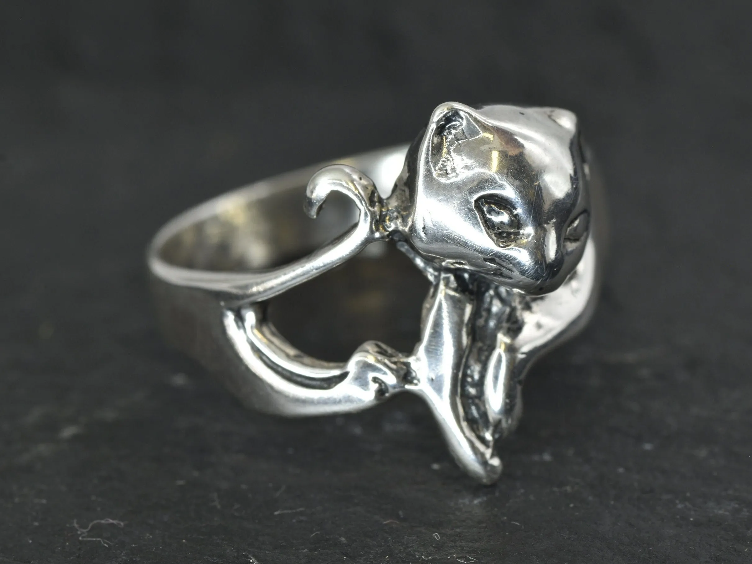 Silver Cat Ring - Cat Lover Ring - Silver Animal Ring