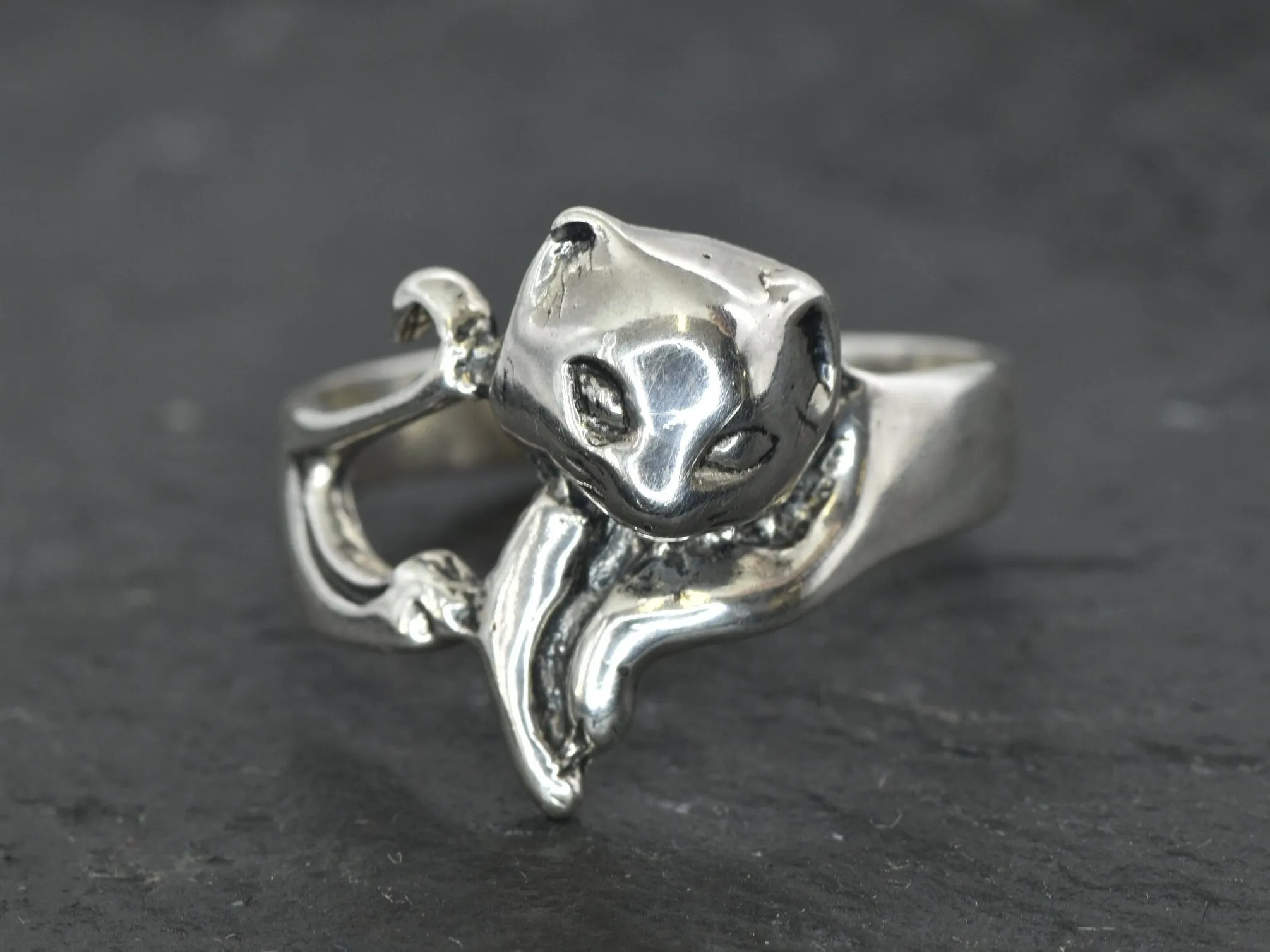 Silver Cat Ring - Cat Lover Ring - Silver Animal Ring