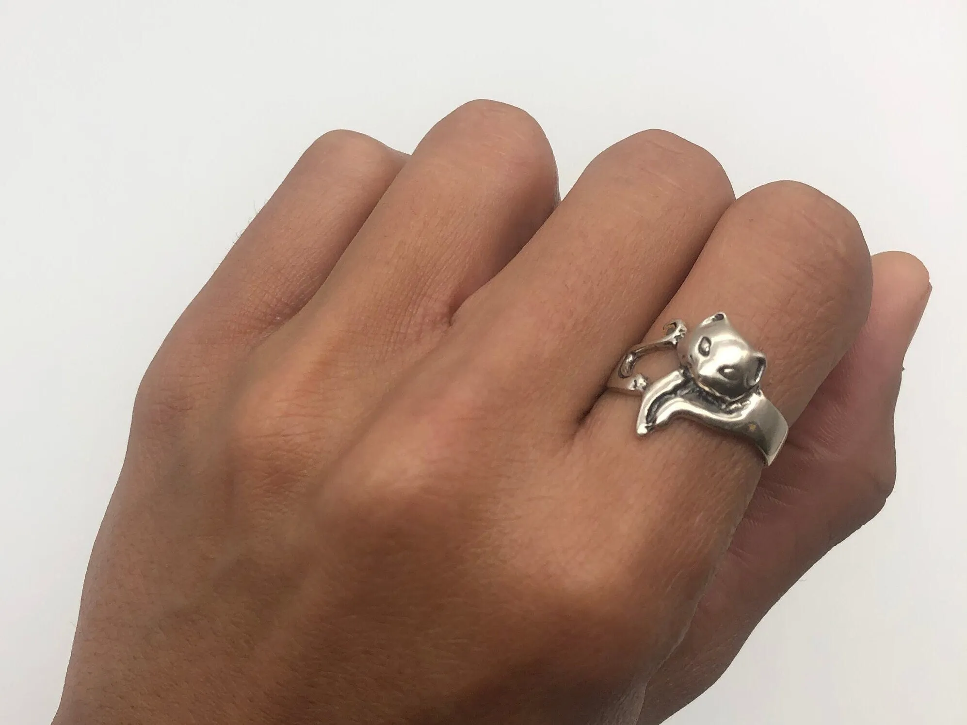Silver Cat Ring - Cat Lover Ring - Silver Animal Ring