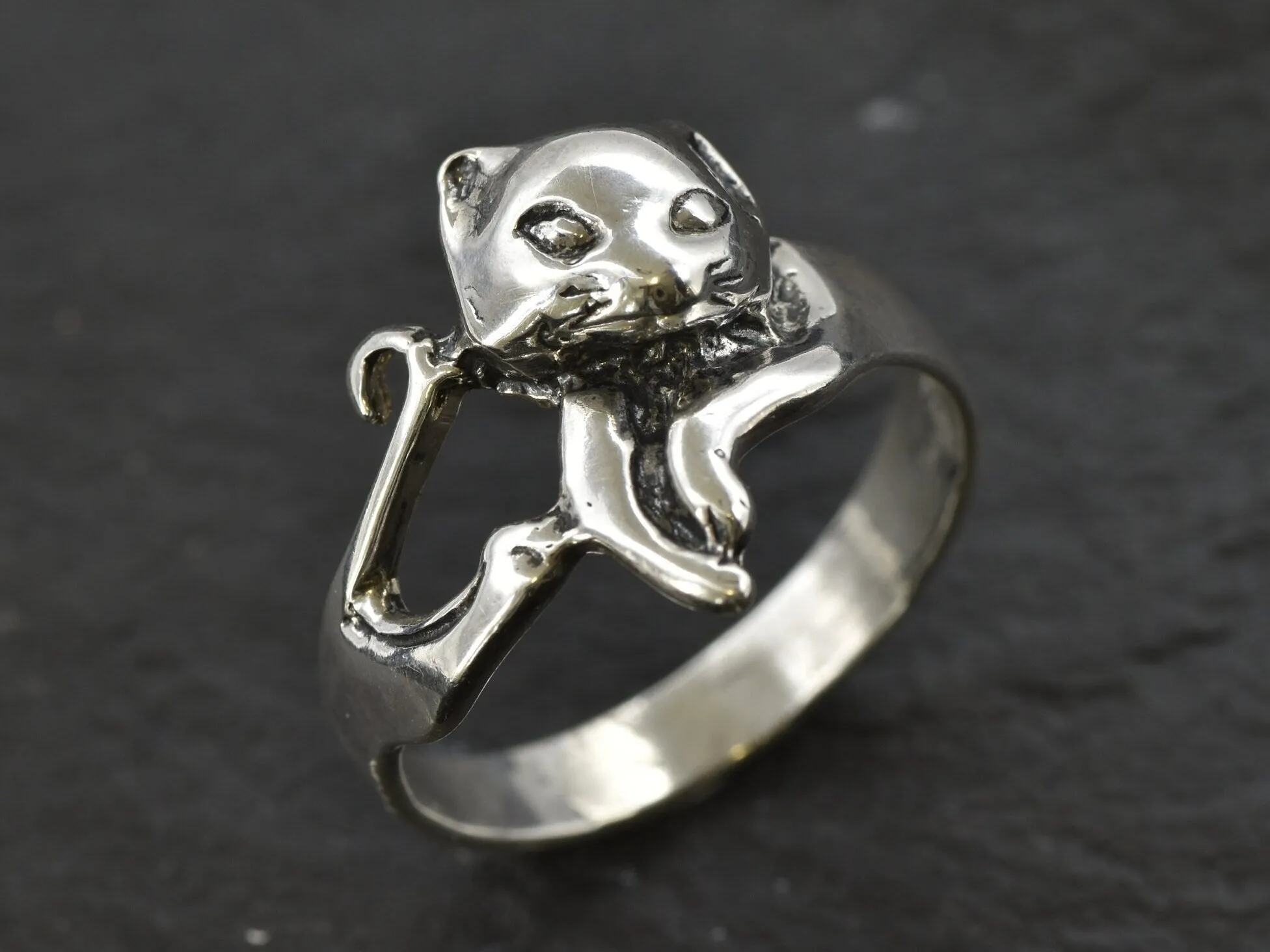 Silver Cat Ring - Cat Lover Ring - Silver Animal Ring