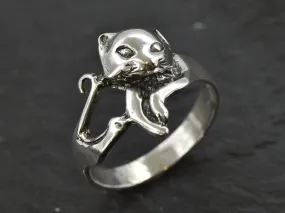 Silver Cat Ring - Cat Lover Ring - Silver Animal Ring