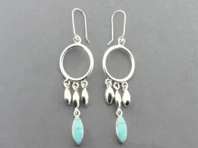 silver chandelier earrings with turquoise seeds