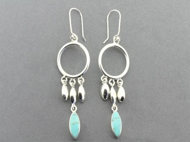 silver chandelier earrings with turquoise seeds