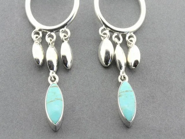 silver chandelier earrings with turquoise seeds
