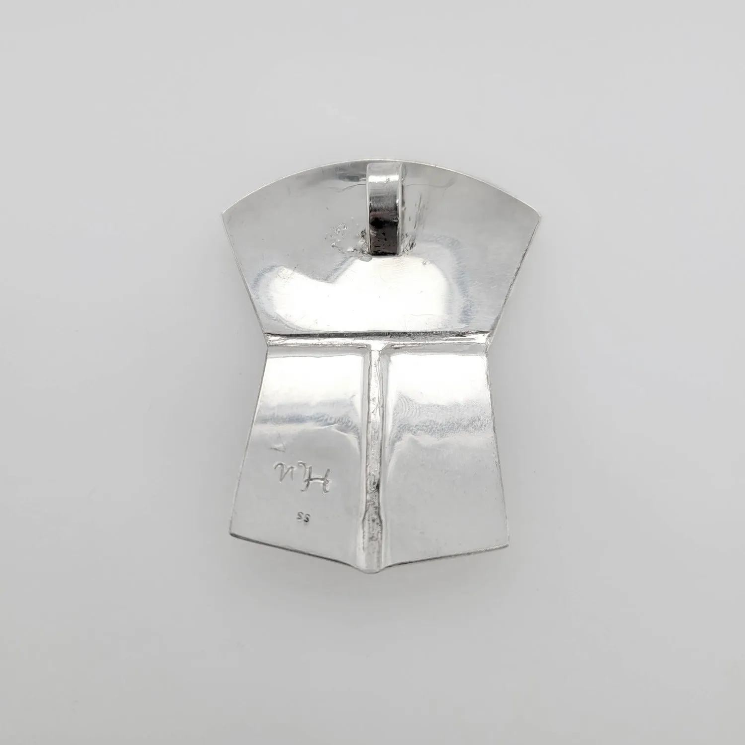 Silver Copper-shaped Wolf and Moon Pendant