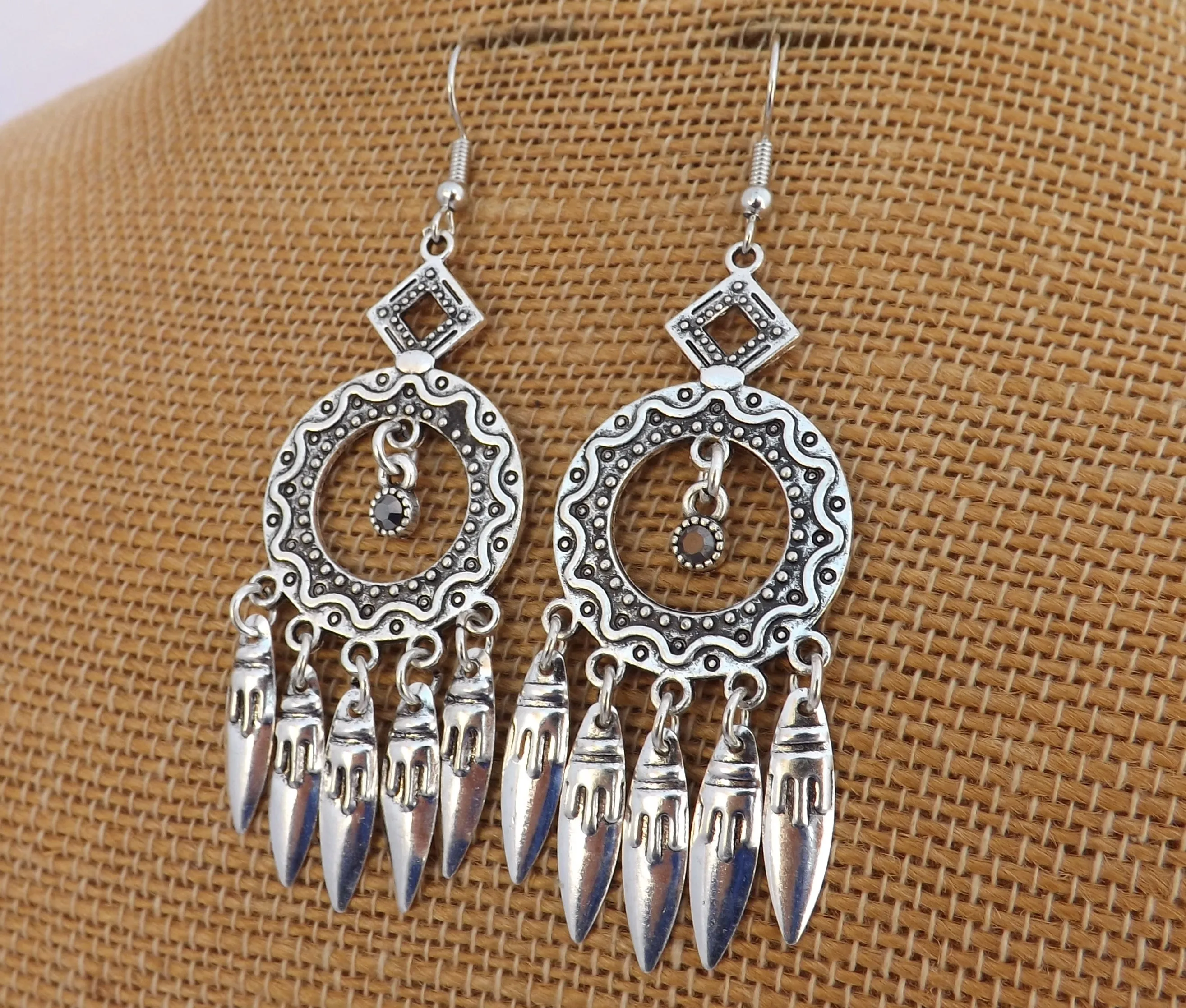 Silver Tone Tone Chandelier Drop Earrings