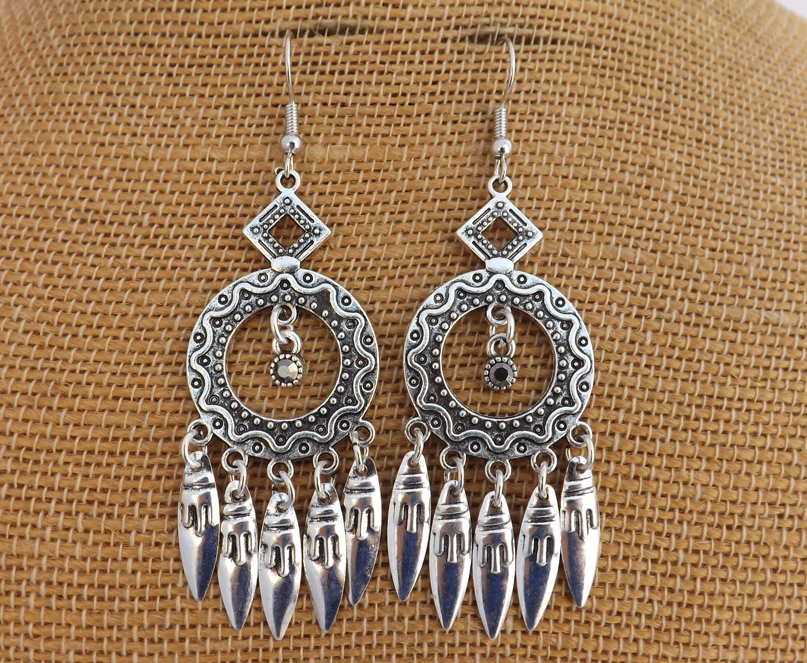 Silver Tone Tone Chandelier Drop Earrings