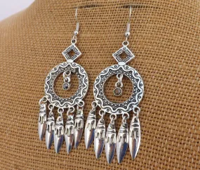 Silver Tone Tone Chandelier Drop Earrings