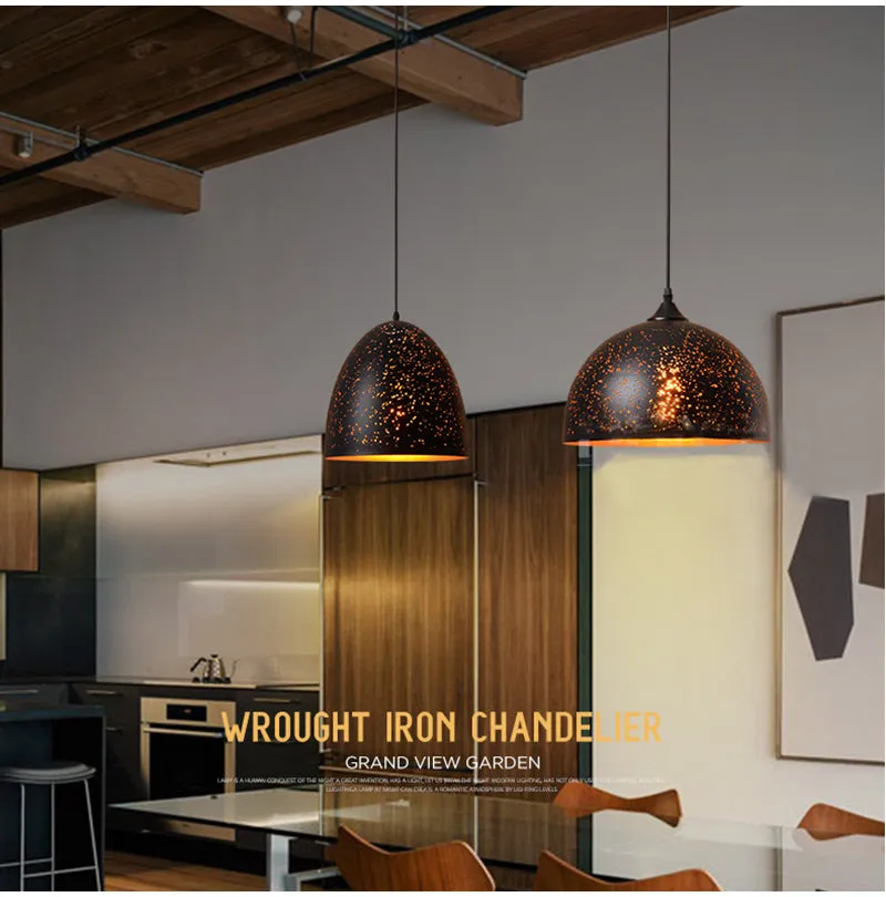 Simple Retro Wrought Iron Chandeliers Single Head Lighting