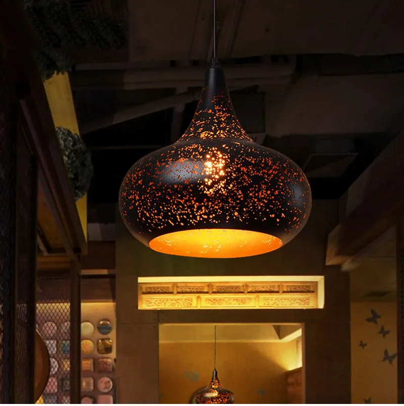 Simple Retro Wrought Iron Chandeliers Single Head Lighting