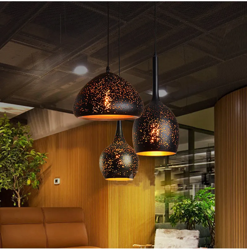 Simple Retro Wrought Iron Chandeliers Single Head Lighting