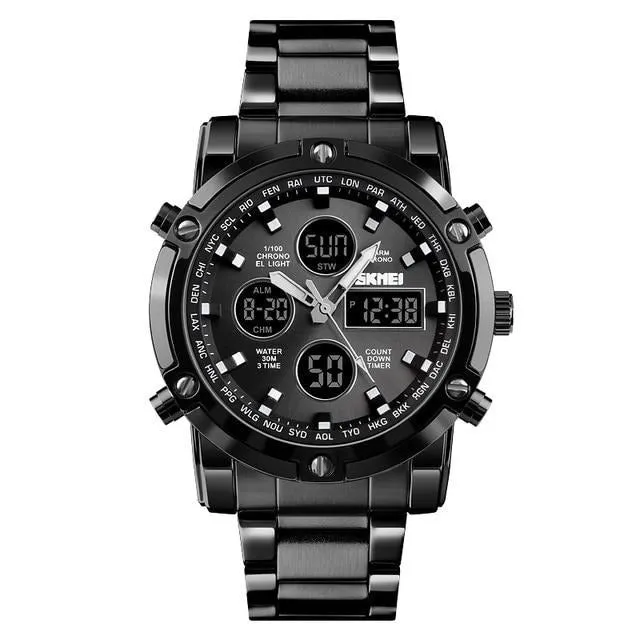 SKMEI 1389 Men‘s Stainless Steel Digital Watch 3Bar Waterproof