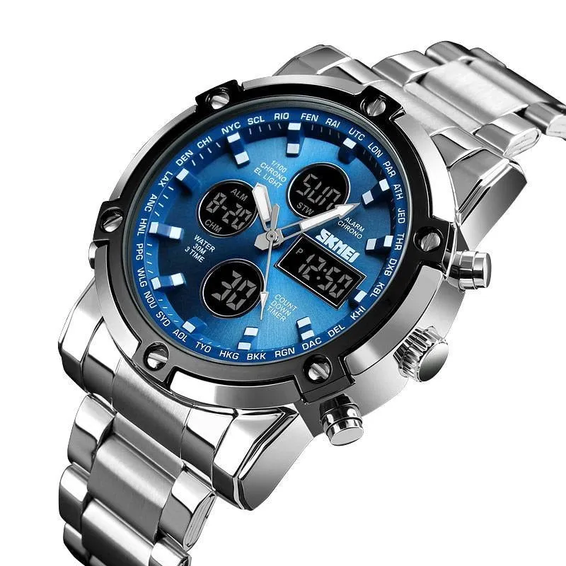 SKMEI 1389 Men‘s Stainless Steel Digital Watch 3Bar Waterproof