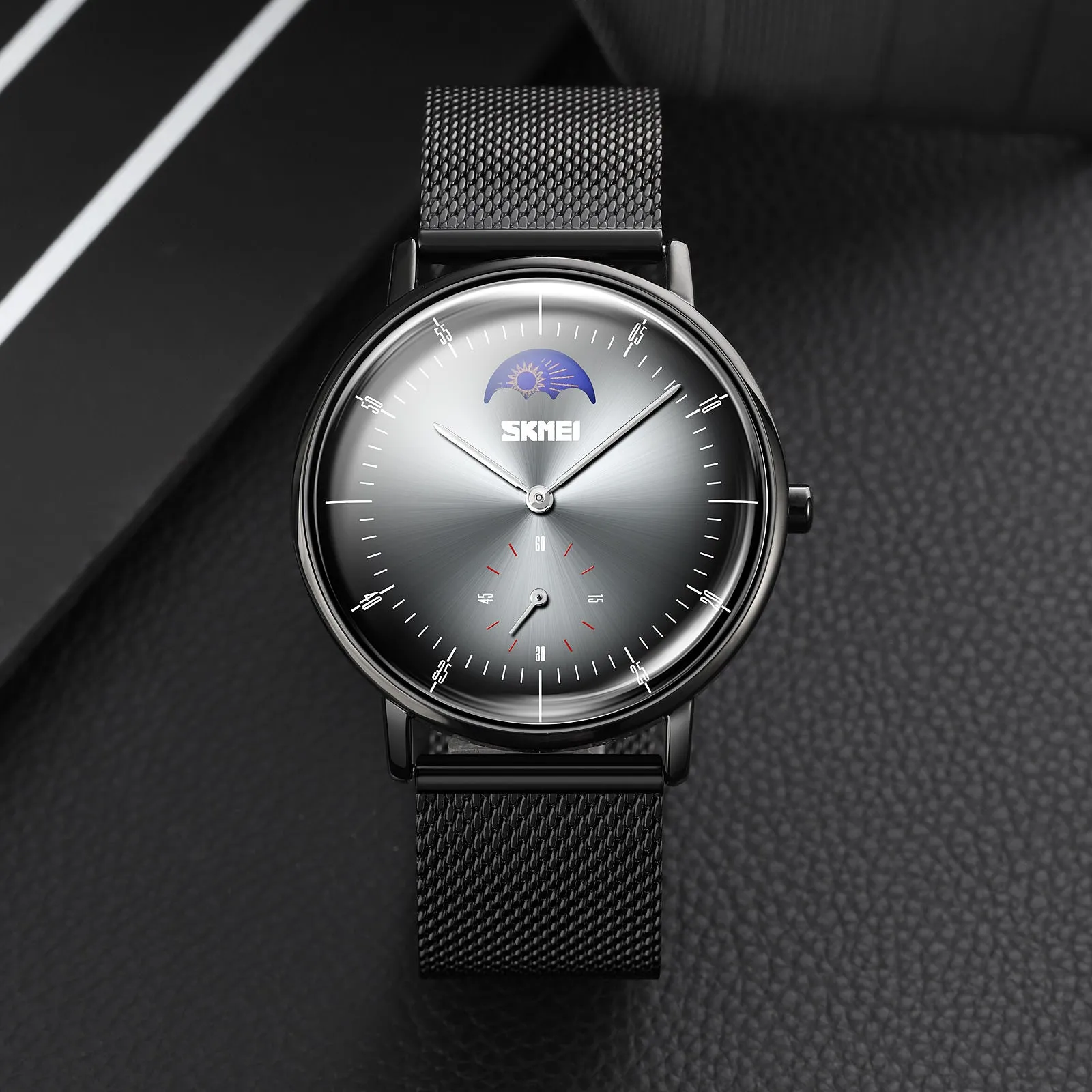 SKMEI 9245 Personalized Moonphase Watch for Men IP67 w/ Stainless Steel Strap