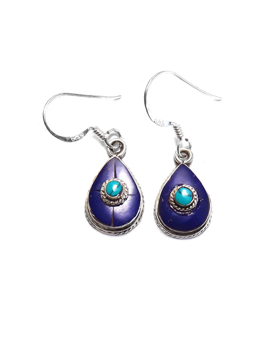 Small Tear Shape Tibetan Earring