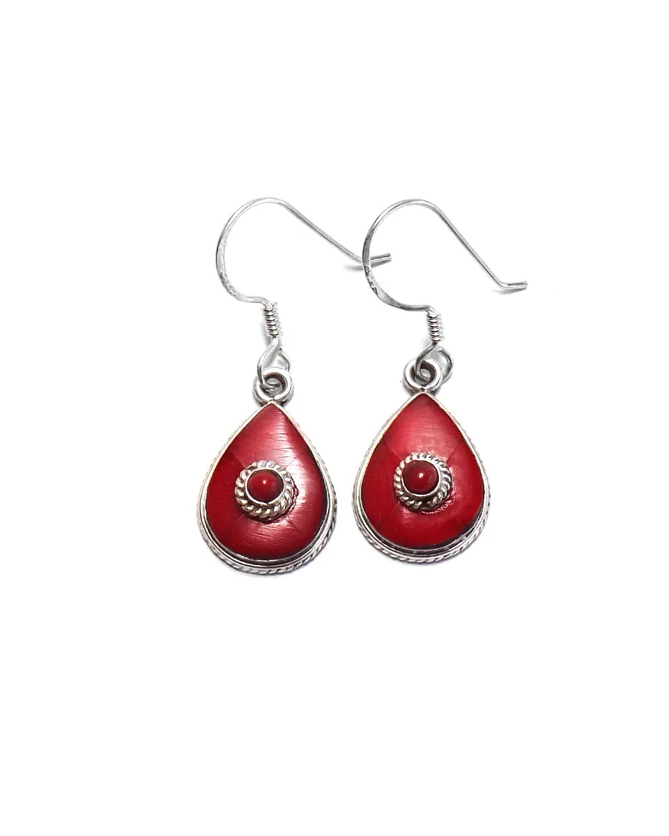 Small Tear Shape Tibetan Earring
