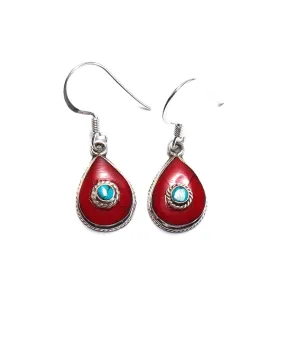 Small Tear Shape Tibetan Earring