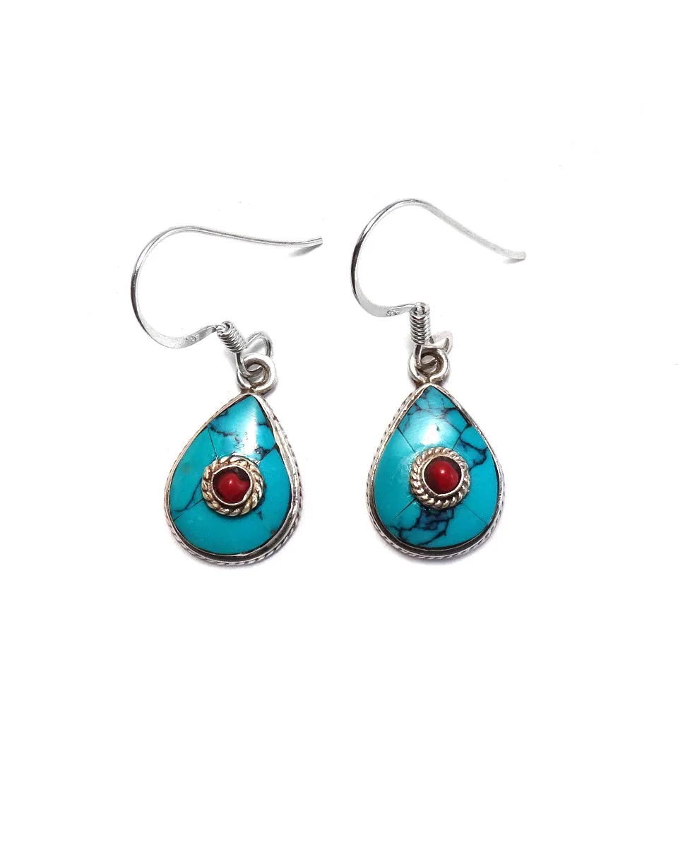 Small Tear Shape Tibetan Earring