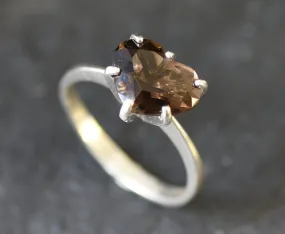 Solitaire Heart Ring - Natural Smoky Topaz, Heart Engagement Ring