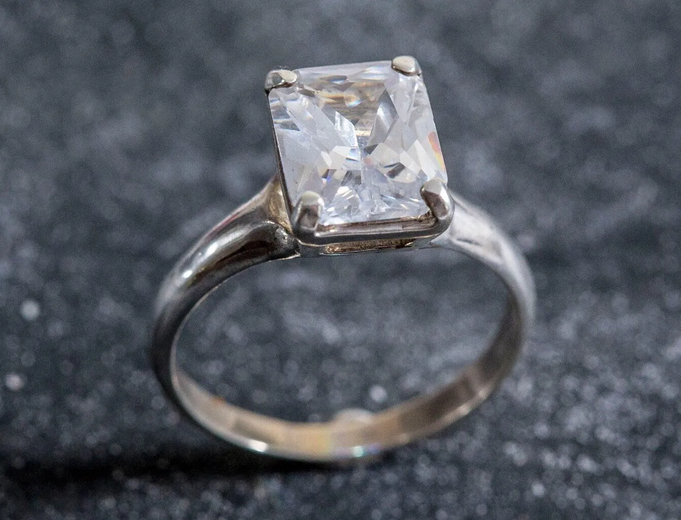 Square Diamond Ring - Diamond Engagement Ring - Vintage Solitaire Ring