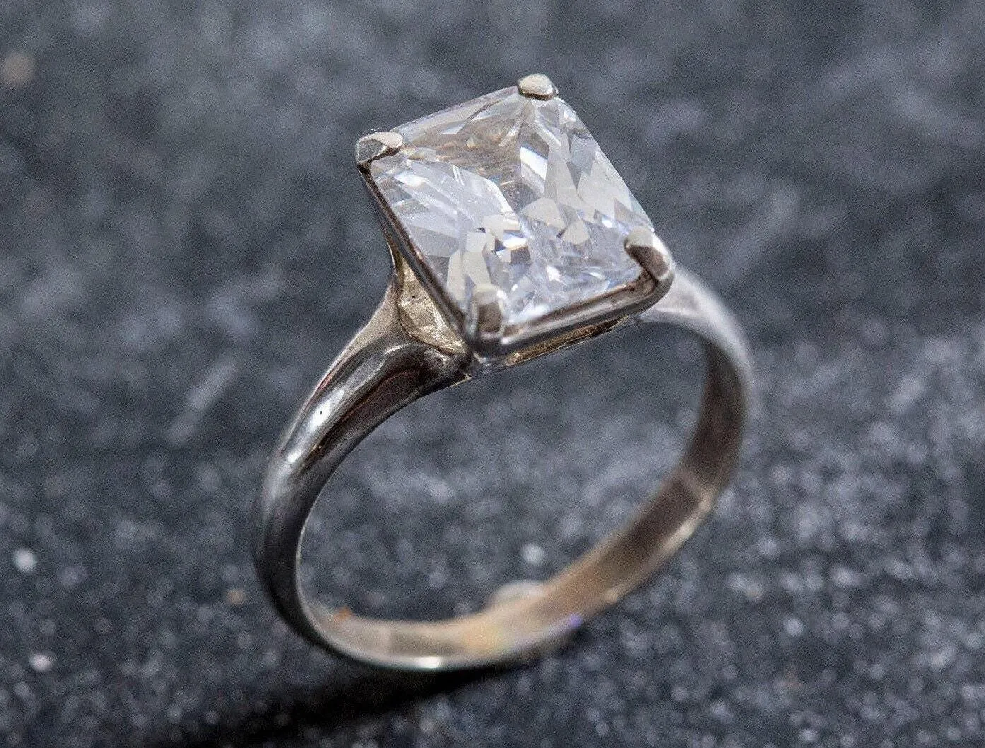 Square Diamond Ring - Diamond Engagement Ring - Vintage Solitaire Ring