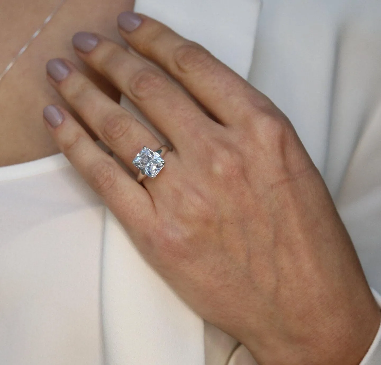 Square Diamond Ring - Diamond Engagement Ring - Vintage Solitaire Ring