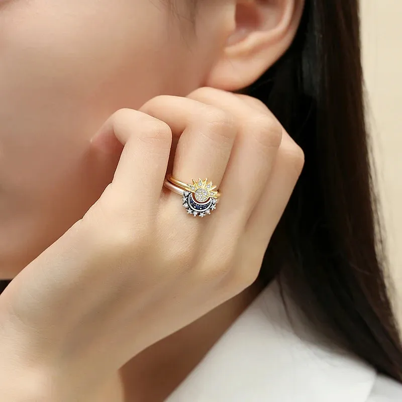Stackable Celestial Silver Gold Ring