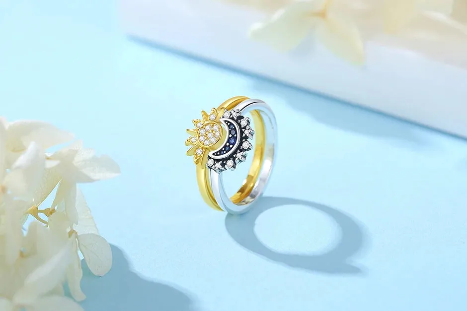 Stackable Celestial Silver Gold Ring
