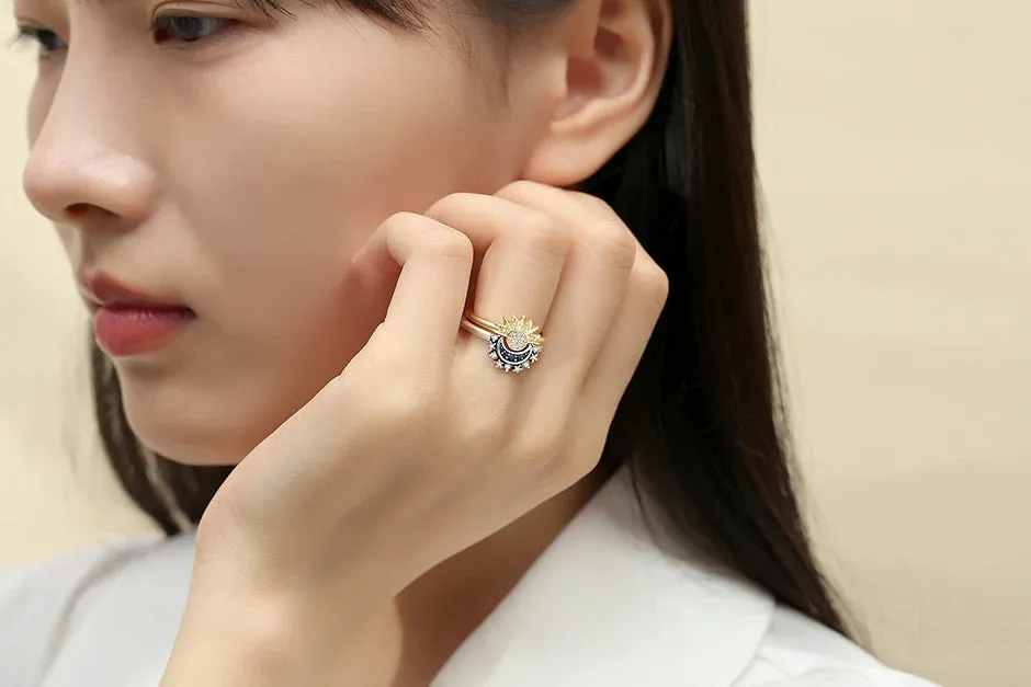 Stackable Celestial Silver Gold Ring