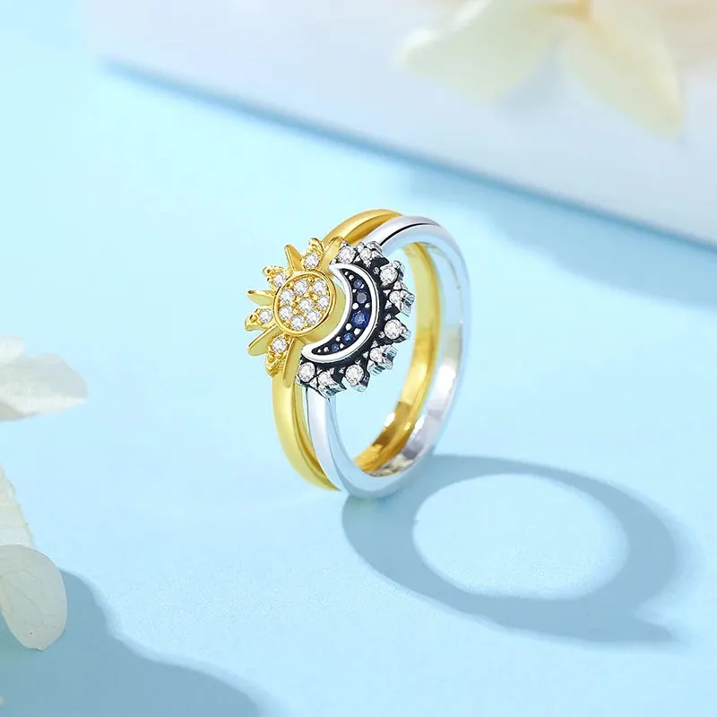 Stackable Celestial Silver Gold Ring