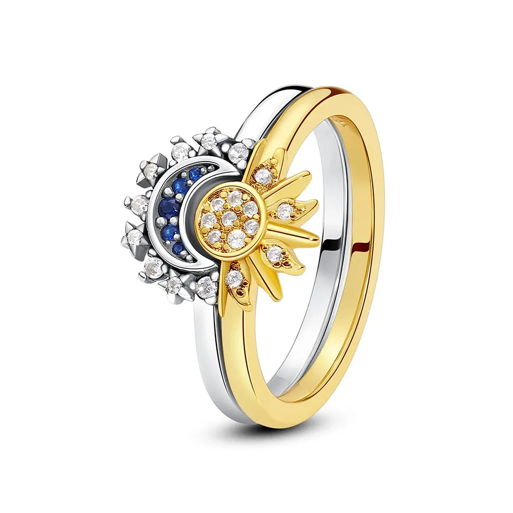Stackable Celestial Silver Gold Ring