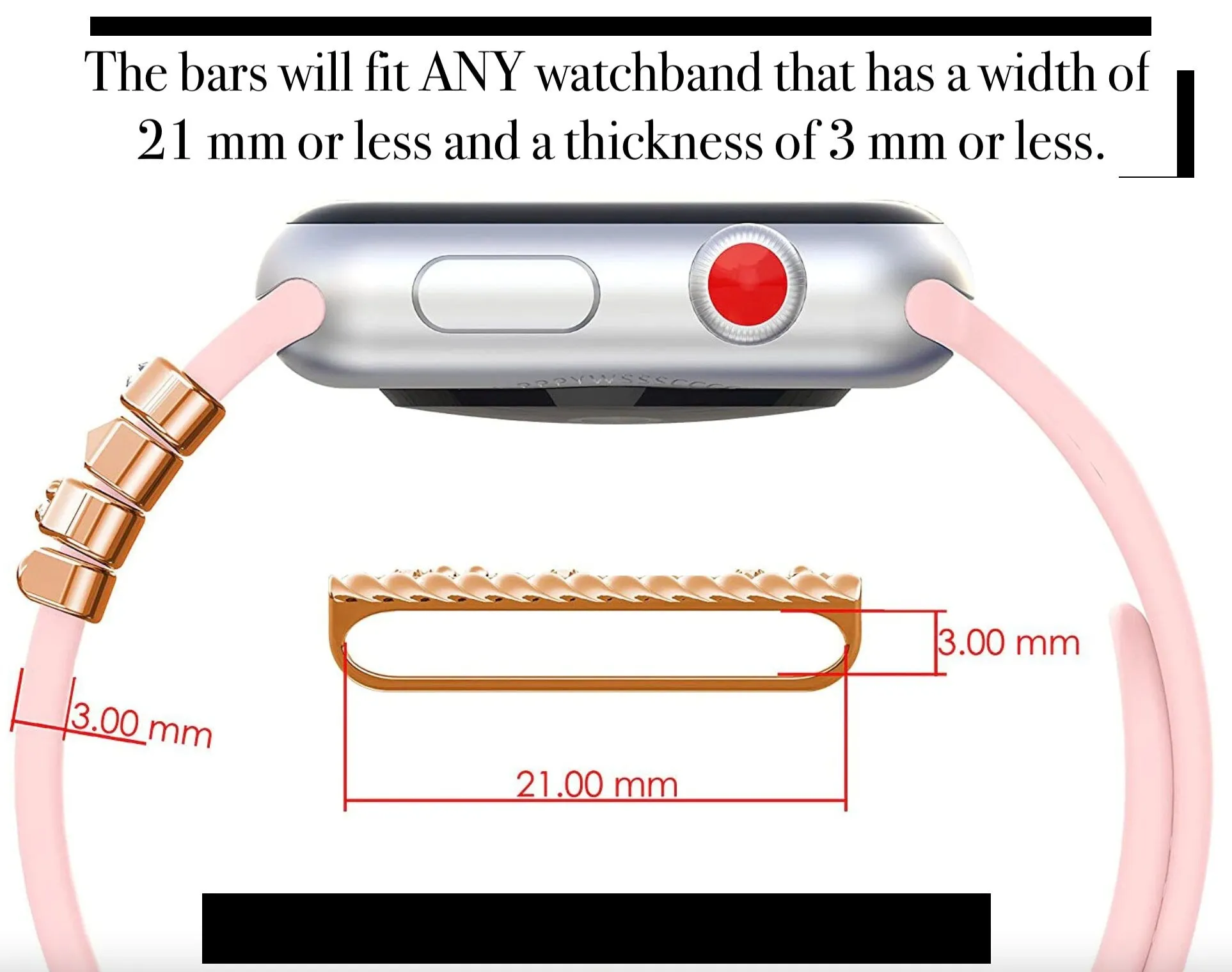 Stackable Watchband Charms, Watch Bars, Watch Band Accessories, Apple Watch Bars, Unique Gift, Gift for Mom, Watch Jewelry