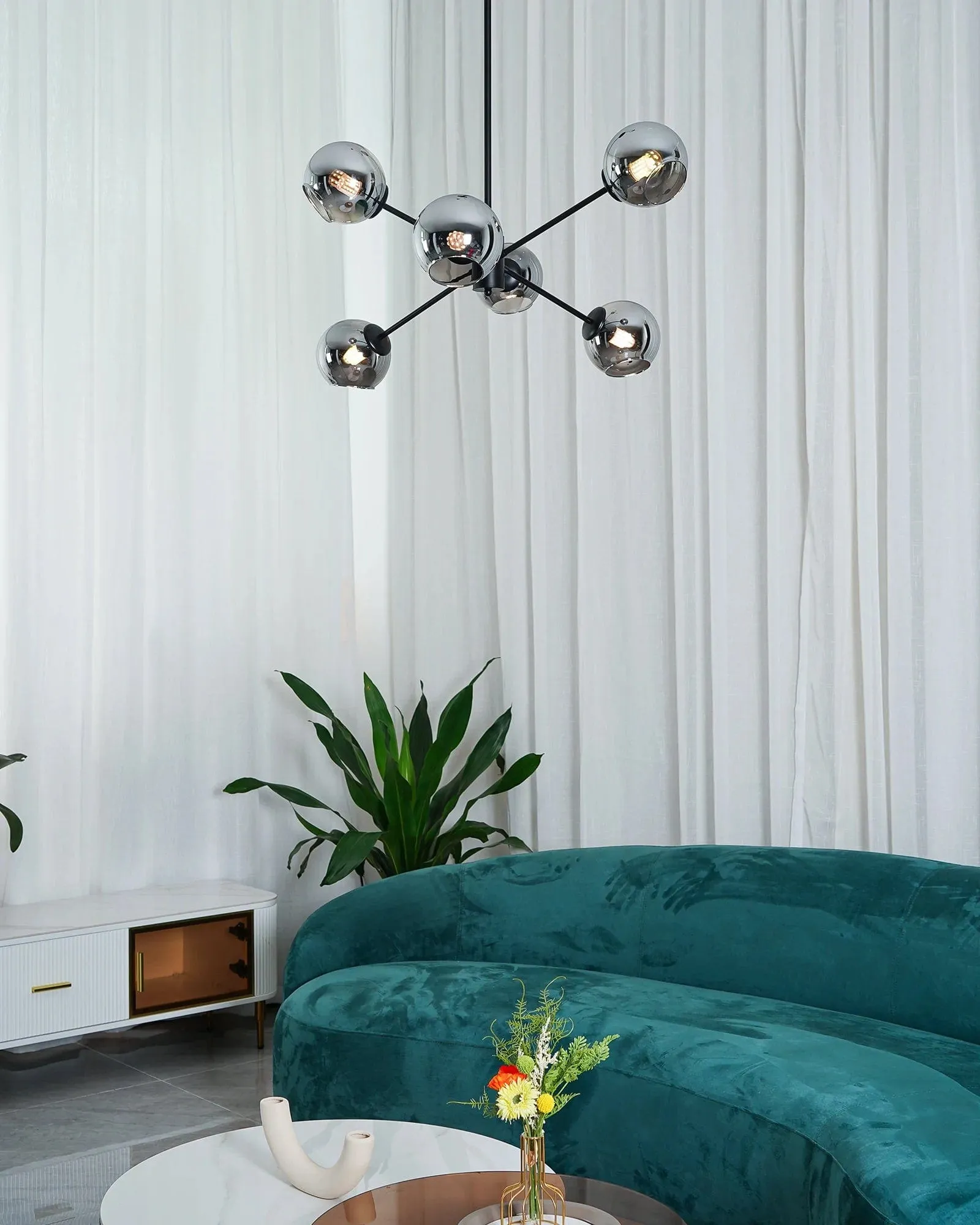 Staggered Glass 6-Light Chandelier