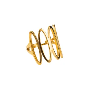 Stainless steel retro classic texture ring-Elliptical hollow