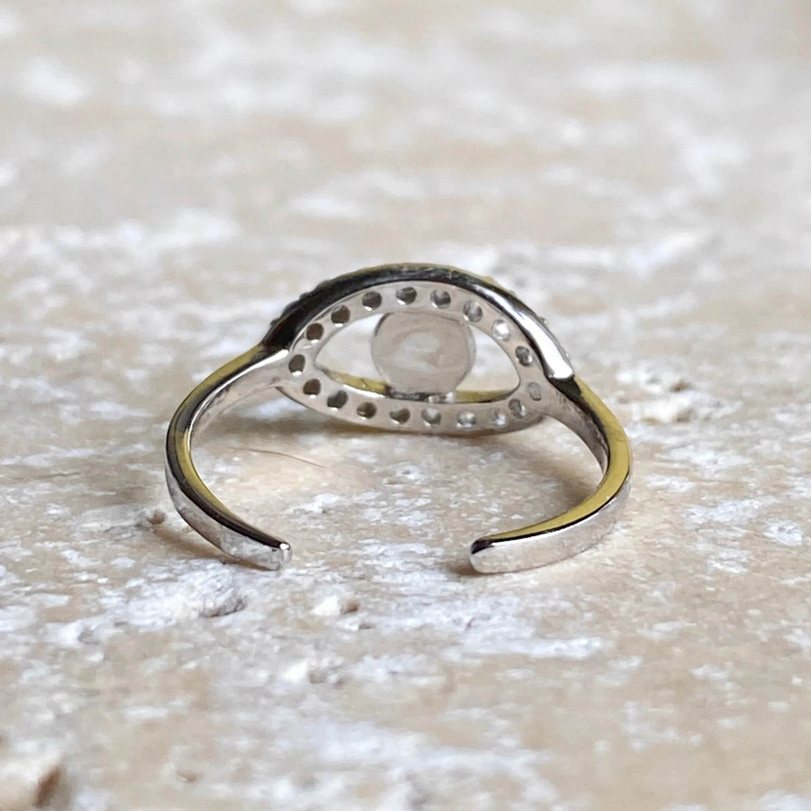 Sterling Silver   Blue Enamel Evil Eye CZ Stone Toe Ring