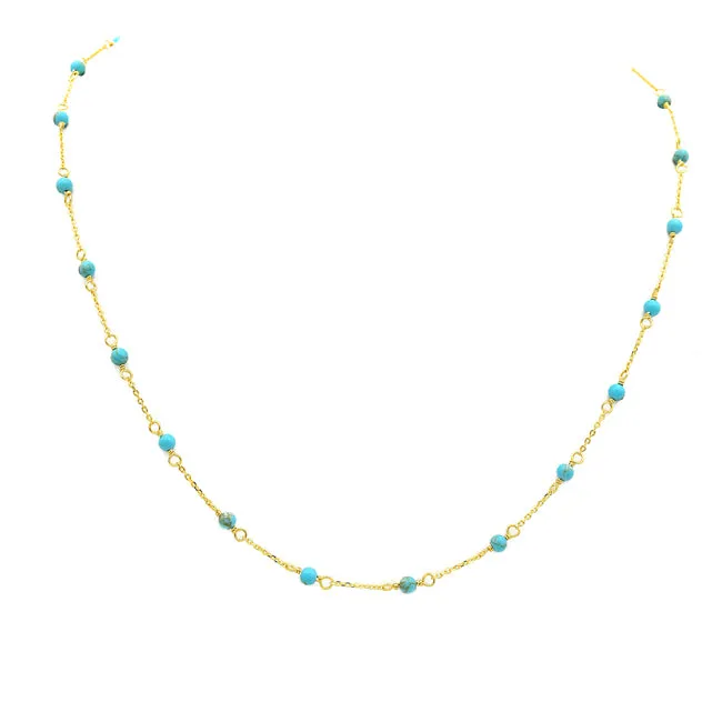 Sterling Silver Gold Plated Turquoise Choker Necklace