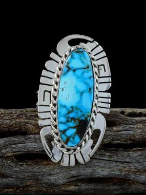 Sterling Silver Kingman Turquoise Adjustable Ring, Size 7 1/2 
