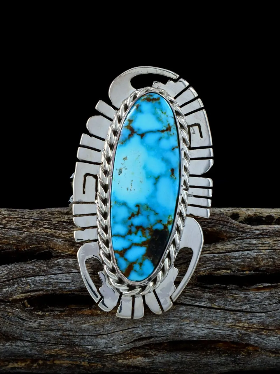 Sterling Silver Kingman Turquoise Adjustable Ring, Size 7 1/2 