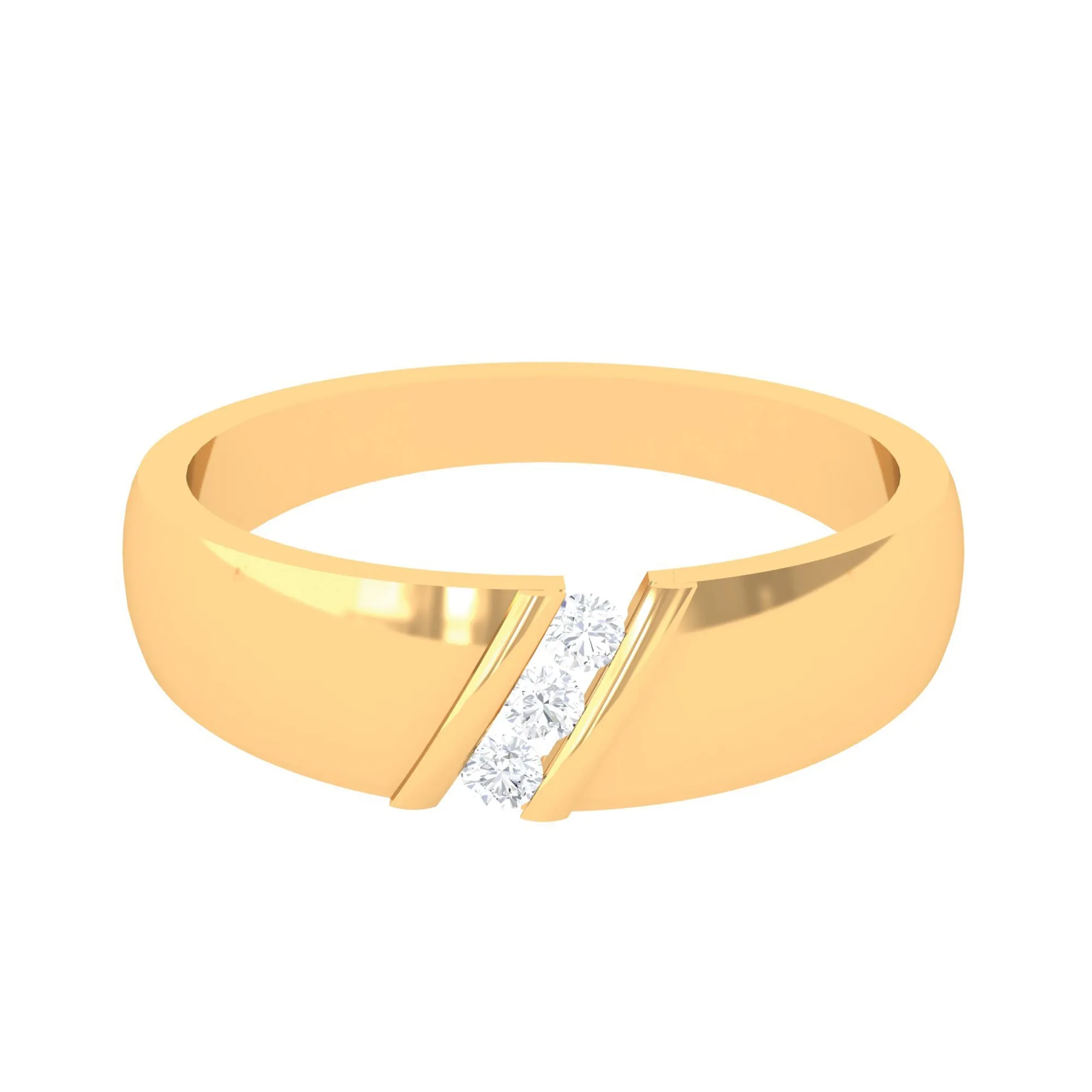 Tension Mount Set Three Stone Diamond Band Ring
