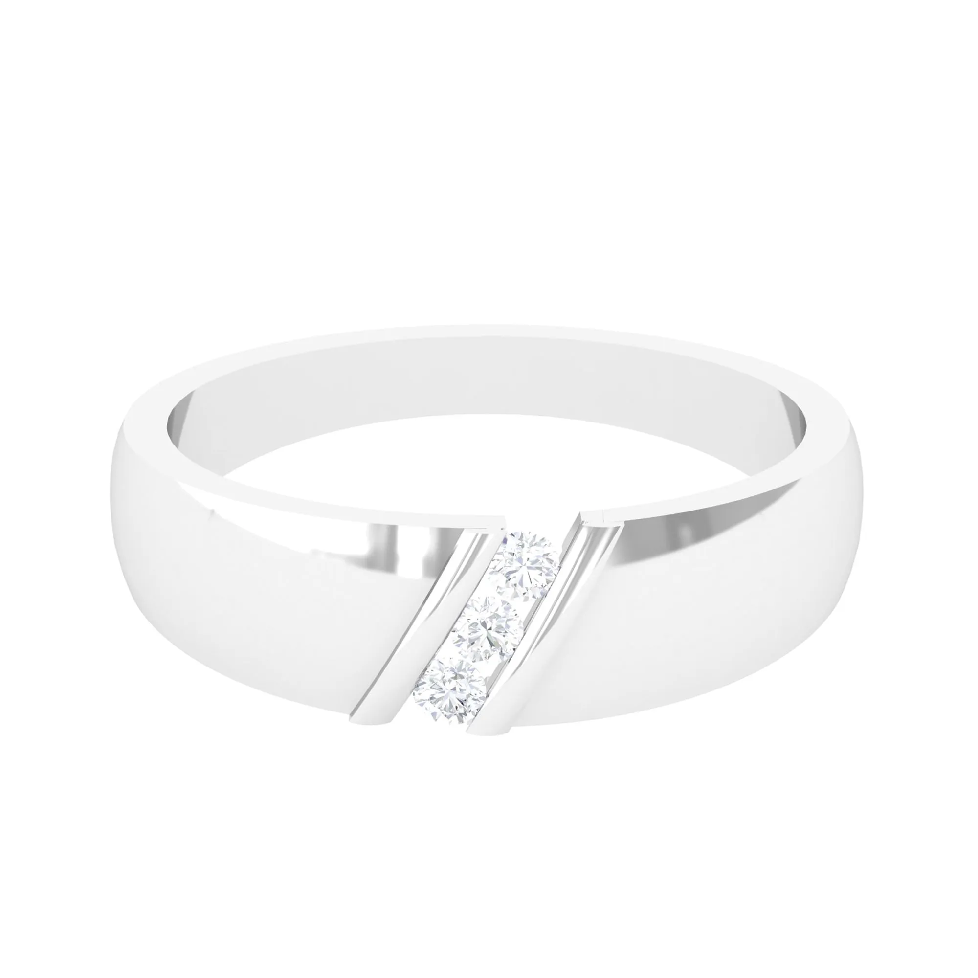 Tension Mount Set Three Stone Diamond Band Ring
