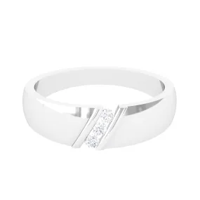 Tension Mount Set Three Stone Diamond Band Ring