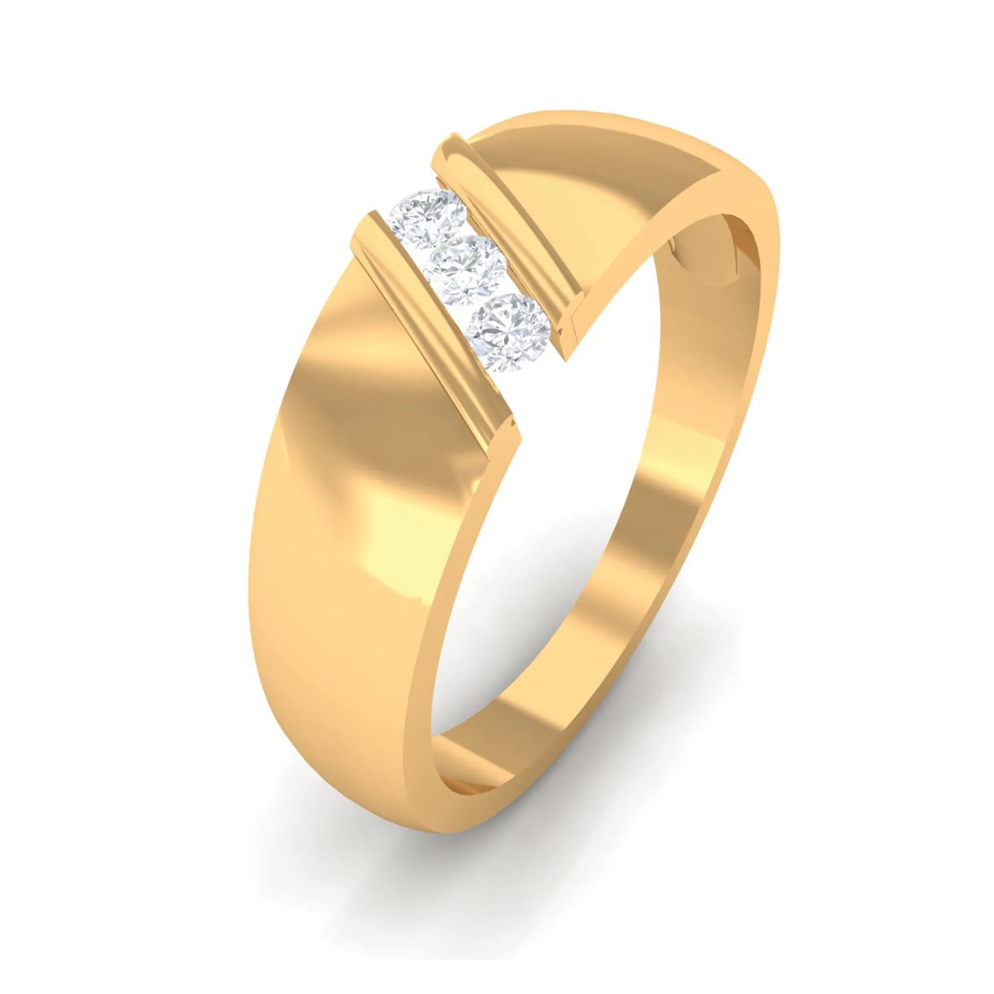Tension Mount Set Three Stone Diamond Band Ring