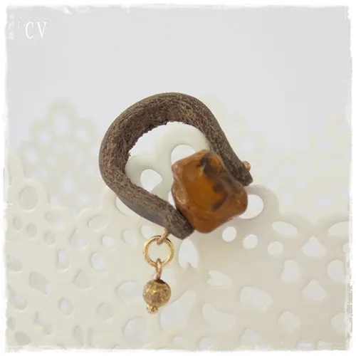 Tiger's Eye Stone Leather Ring