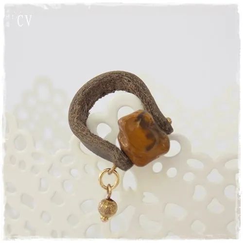 Tiger's Eye Stone Leather Ring