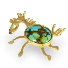 Turquoise and Gold Crazy Horse Necklace