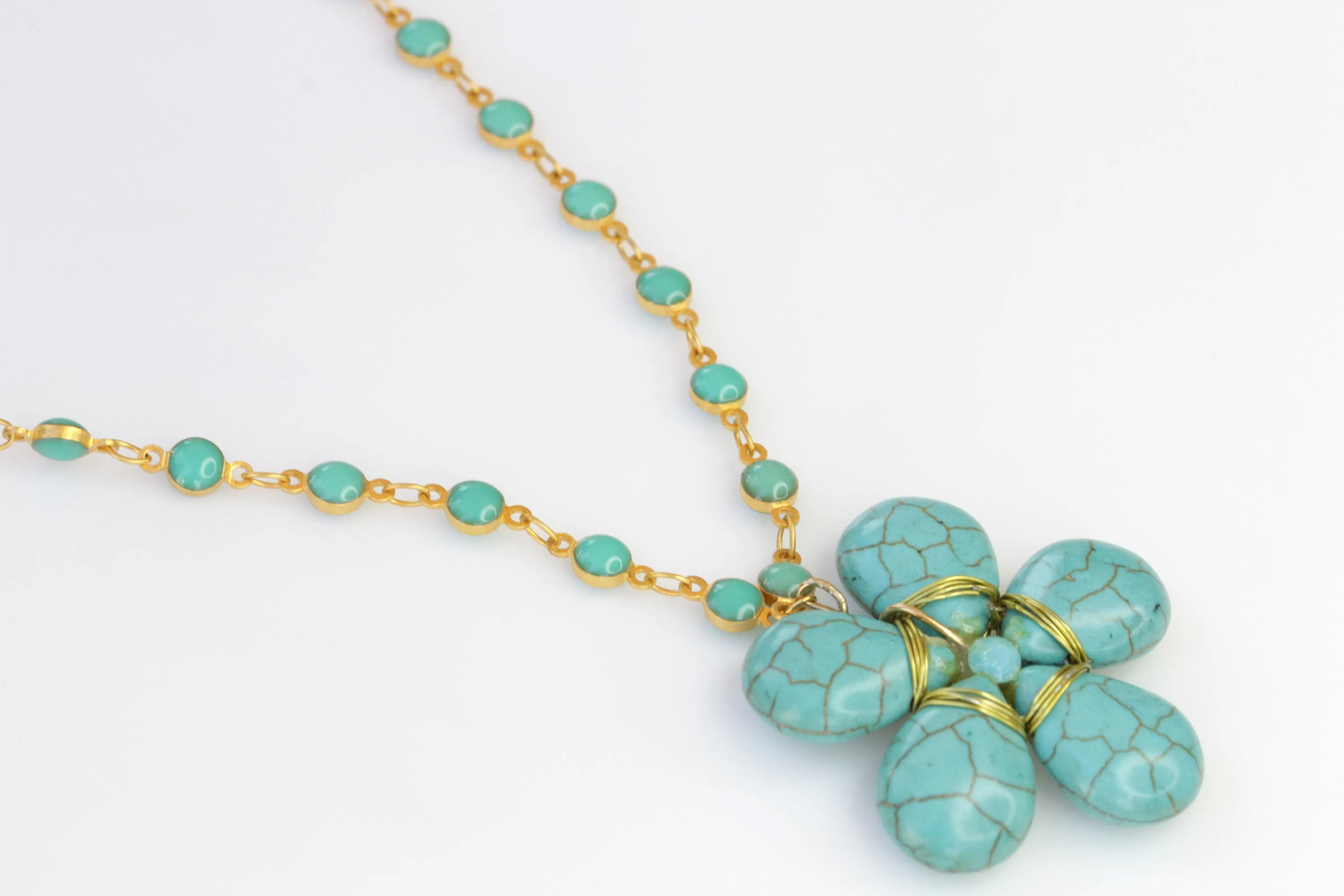 TURQUOISE FLOWER NECKLACE,