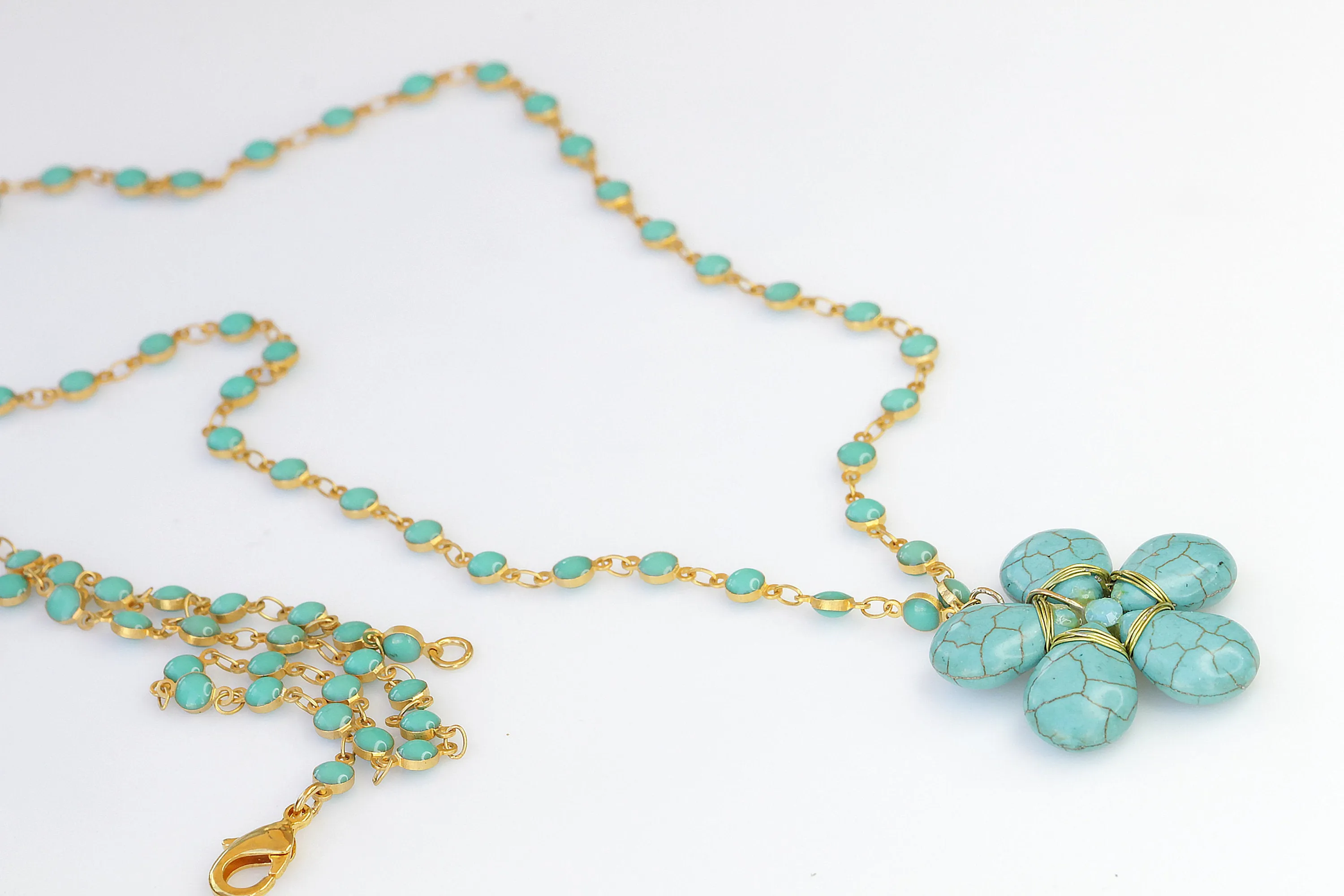 TURQUOISE FLOWER NECKLACE,