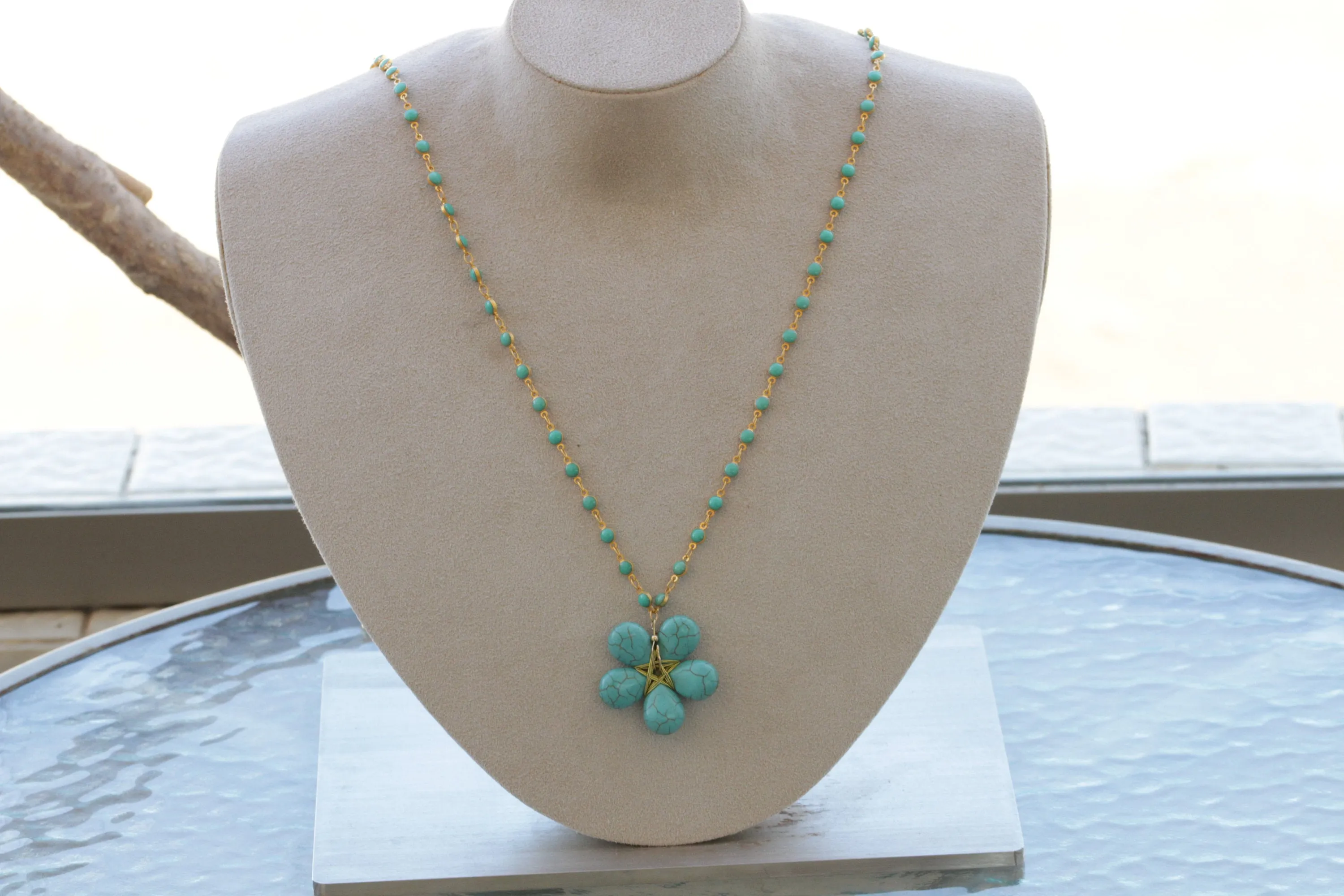TURQUOISE FLOWER NECKLACE,