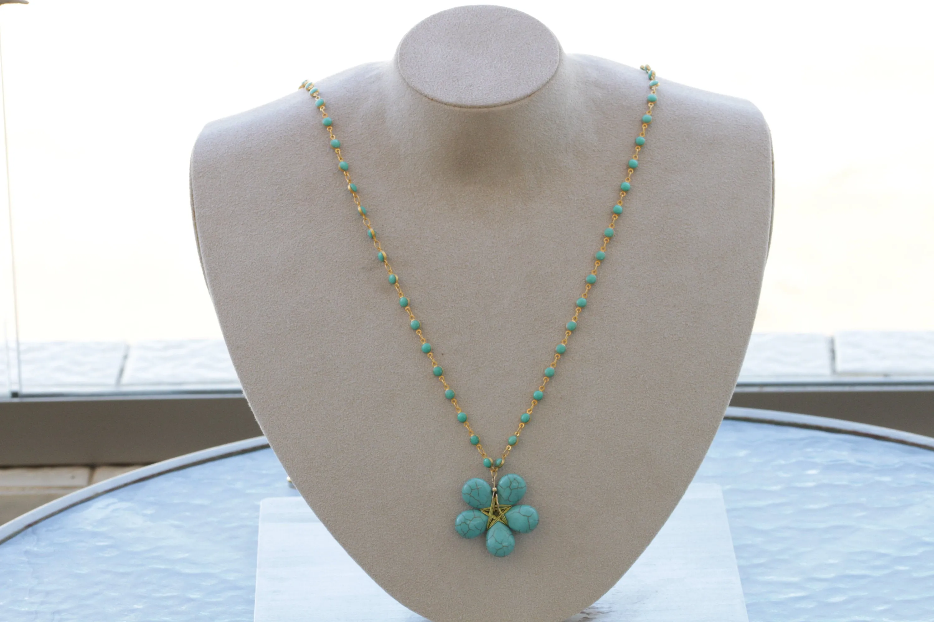 TURQUOISE FLOWER NECKLACE,