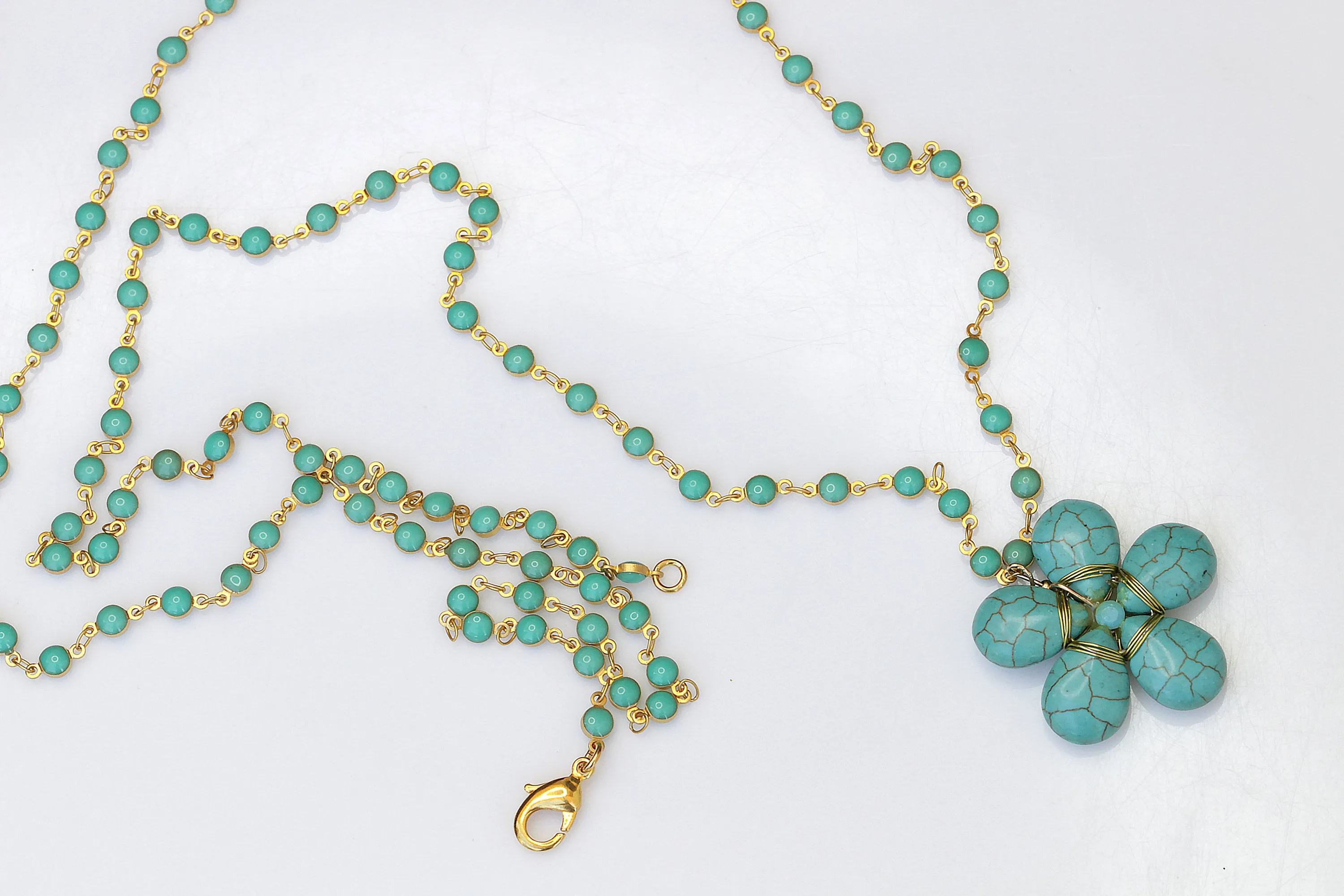 TURQUOISE FLOWER NECKLACE,